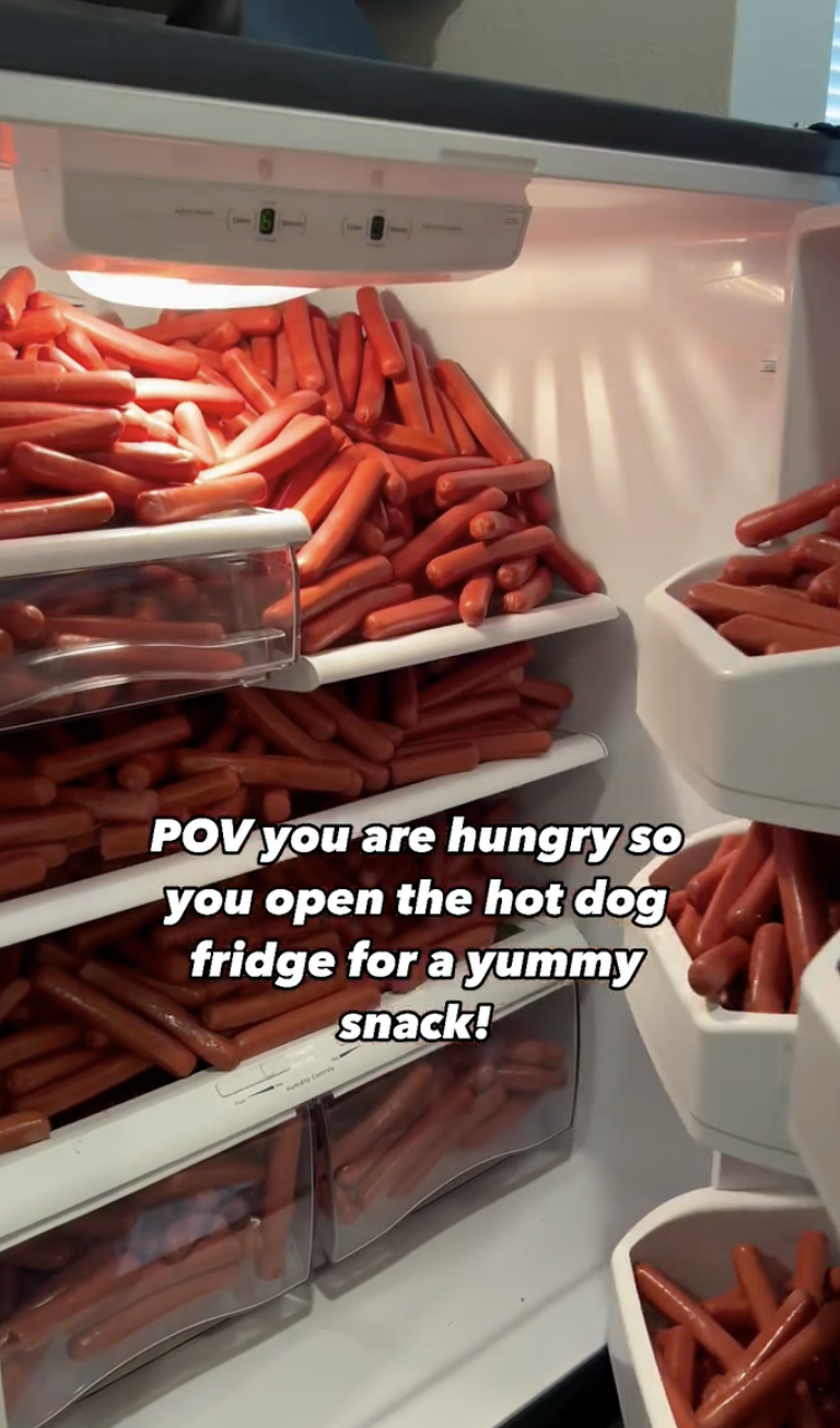 vienna sausage - Pov you are hungry so you open the hot dog fridge for a yummy snack!